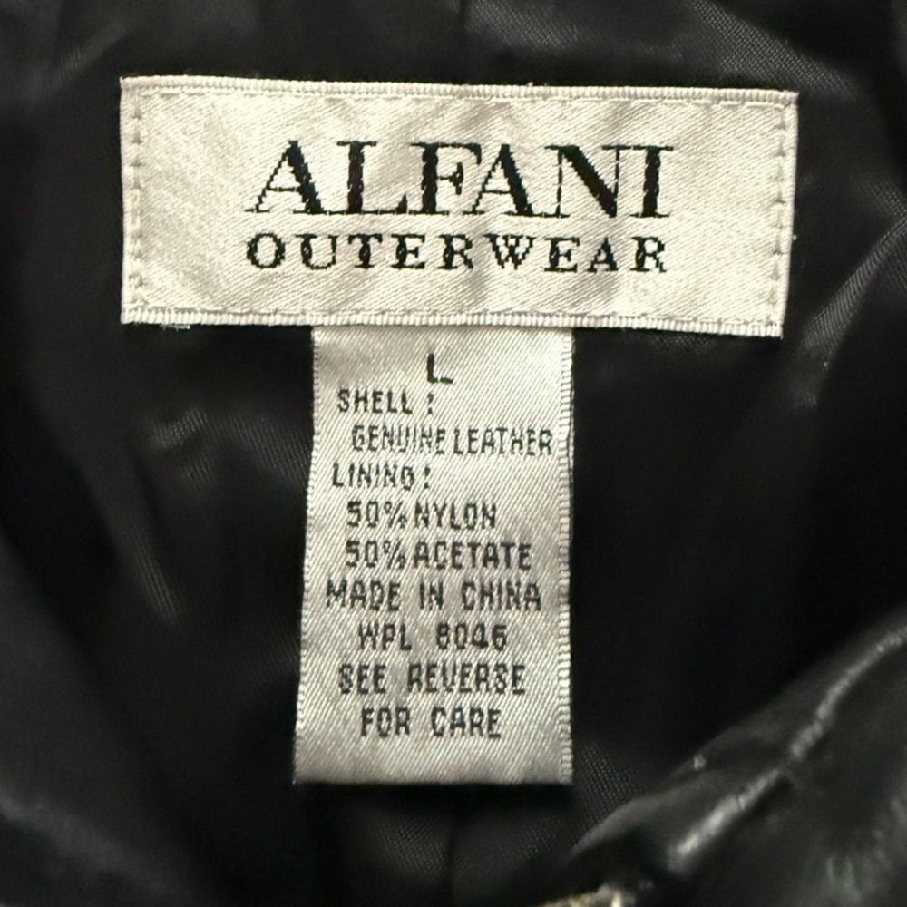 ALFANI Vintage Genuine Leather Zip Front Jacket L 90s Minimalist Quiet Luxury - Picture 9 of 13